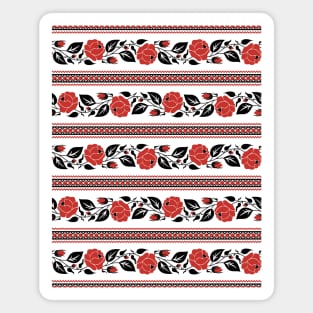 Print with Red Rose Inspired by Ukrainian Traditional Embroidery Magnet